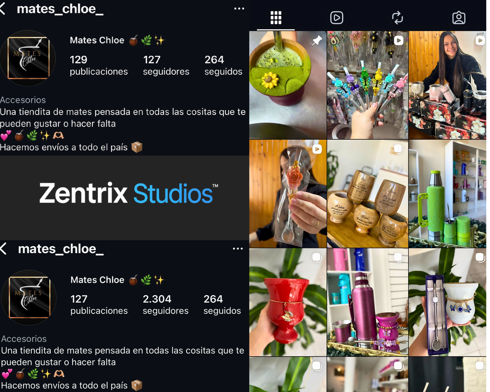 Feed de Instagram optimizado para una tienda de mates